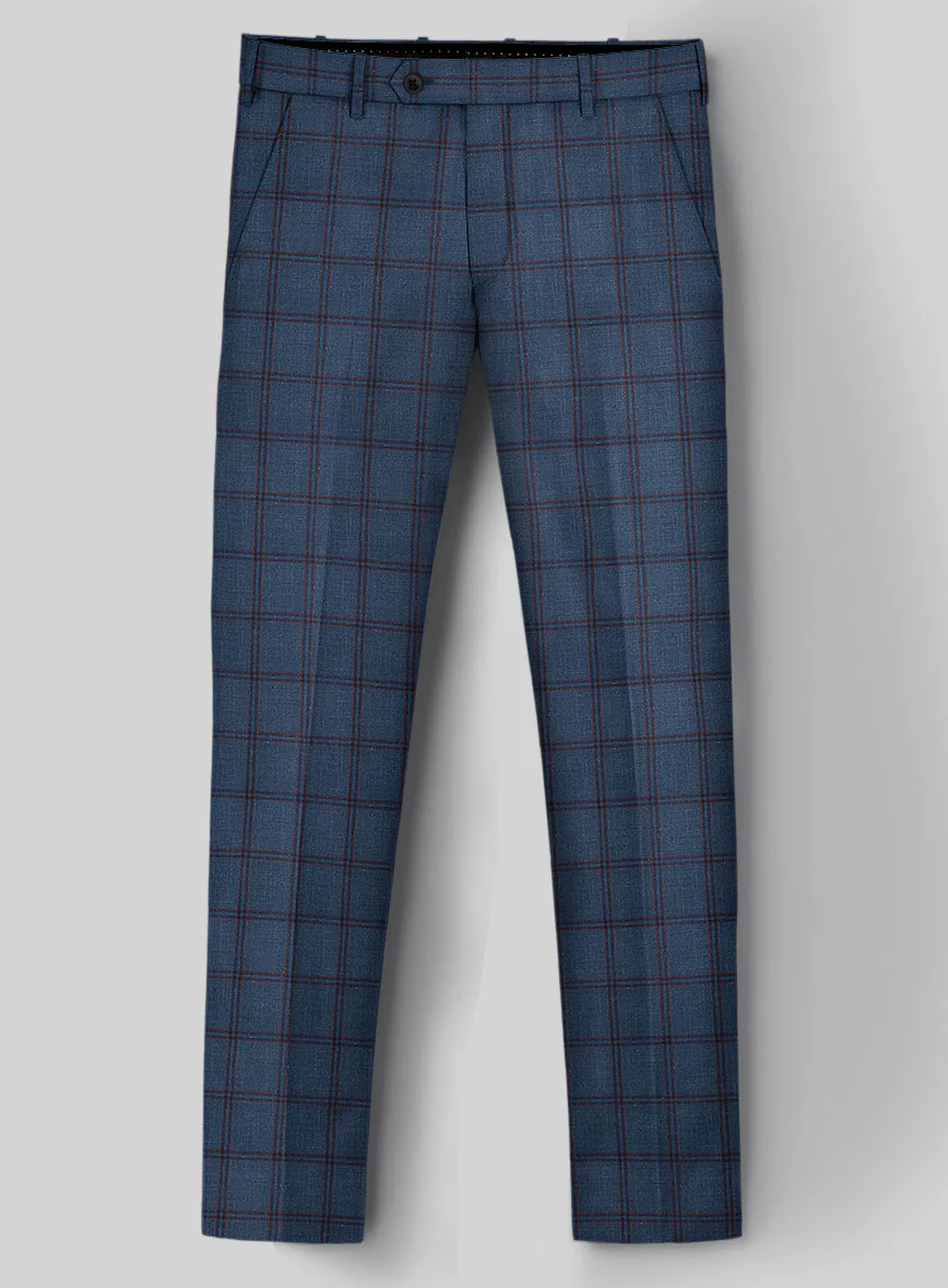 London Loom Blue Check Wool Silk Linen Suit - Image 6