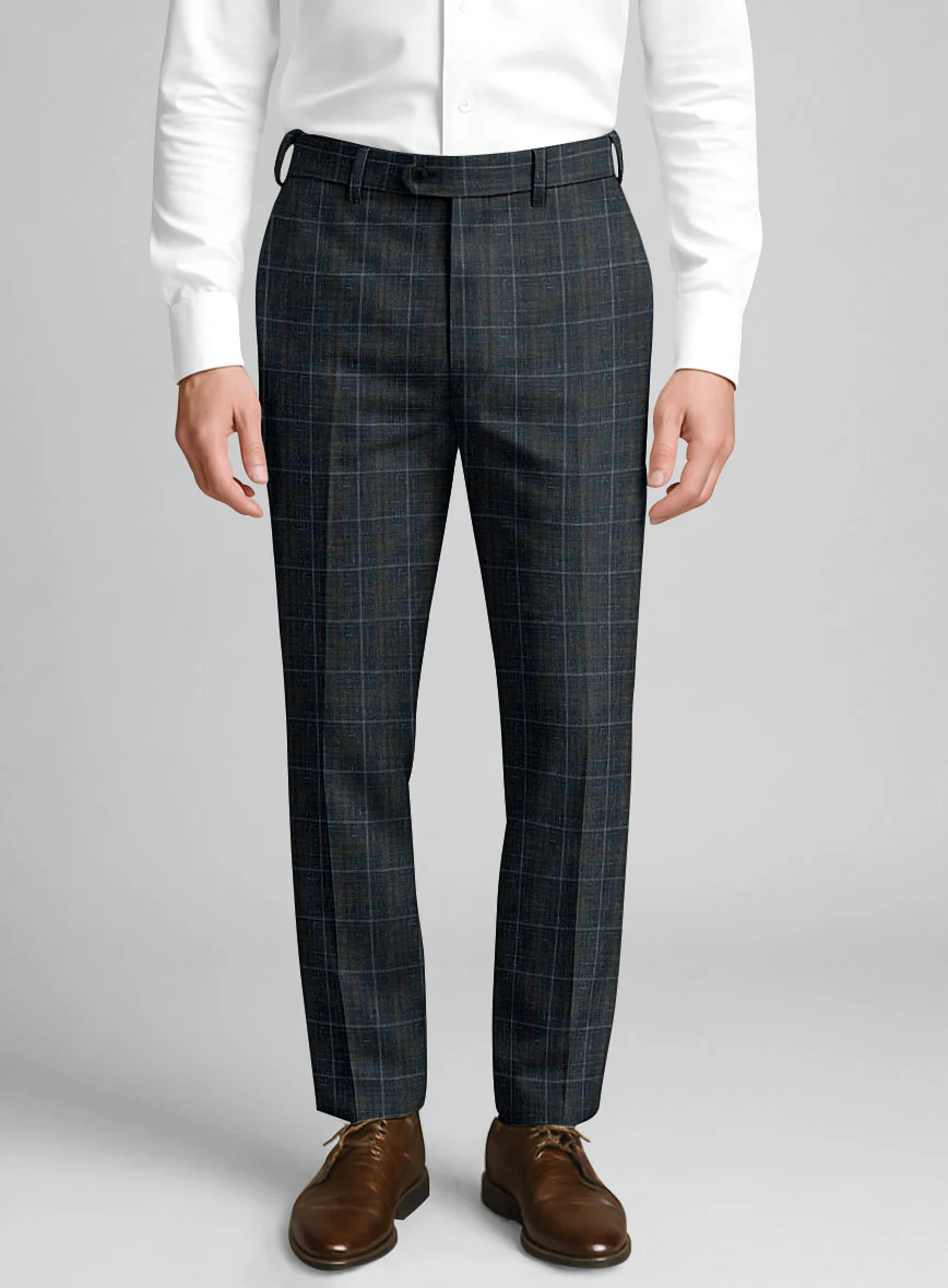 London Loom Blue Check Zervin Wool Pants
