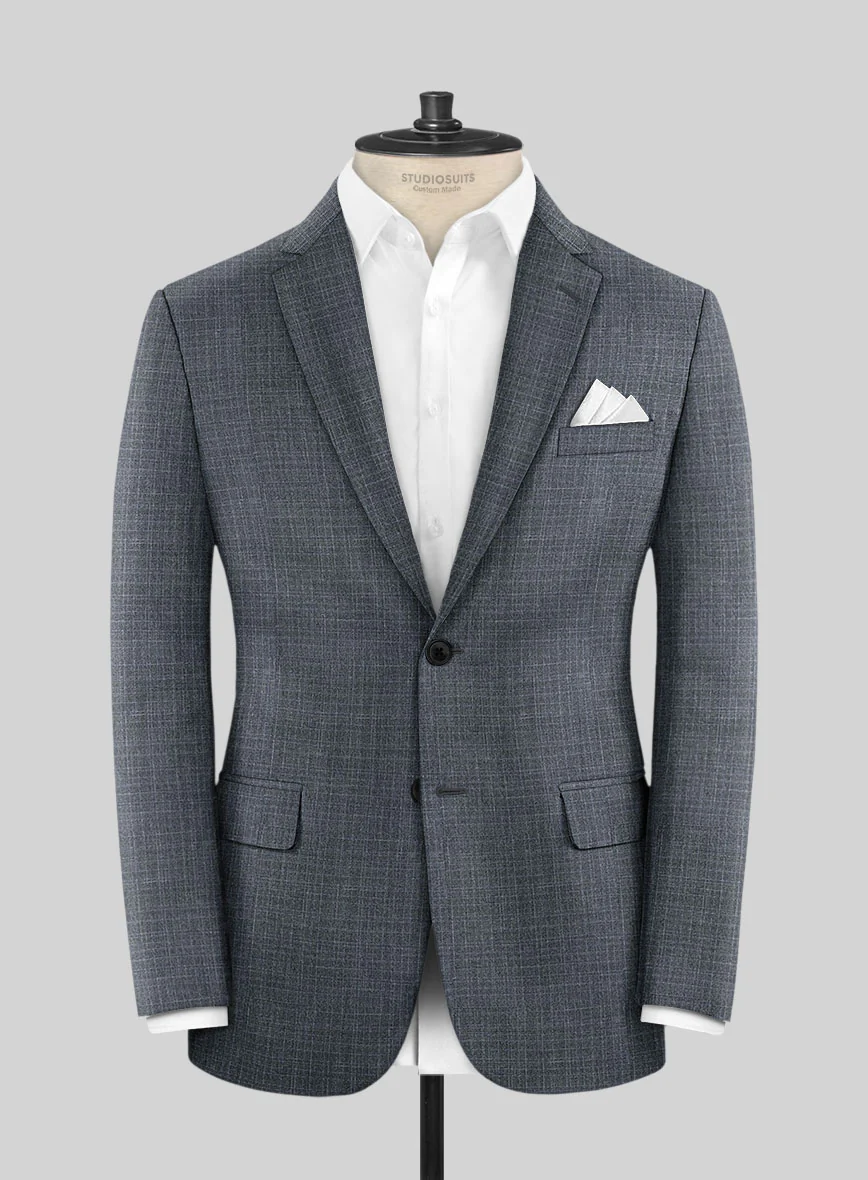 London Loom Blue Eufemia Wool Silk Linen Jacket - Image 3