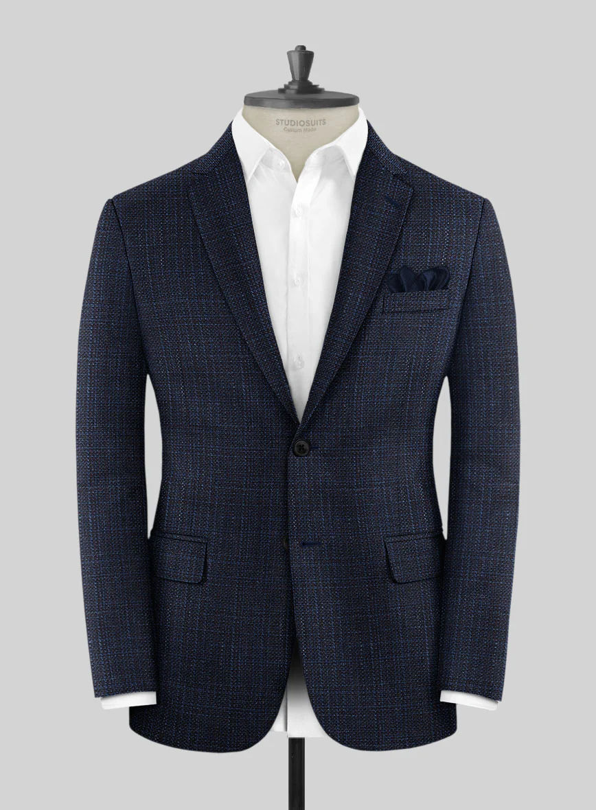 London Loom Blue Ilaria Wool Silk Linen Suit - Image 4