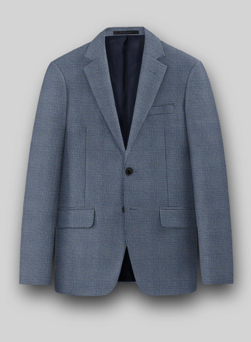 London Loom Blue Nailhead Wool Silk Linen Jacket