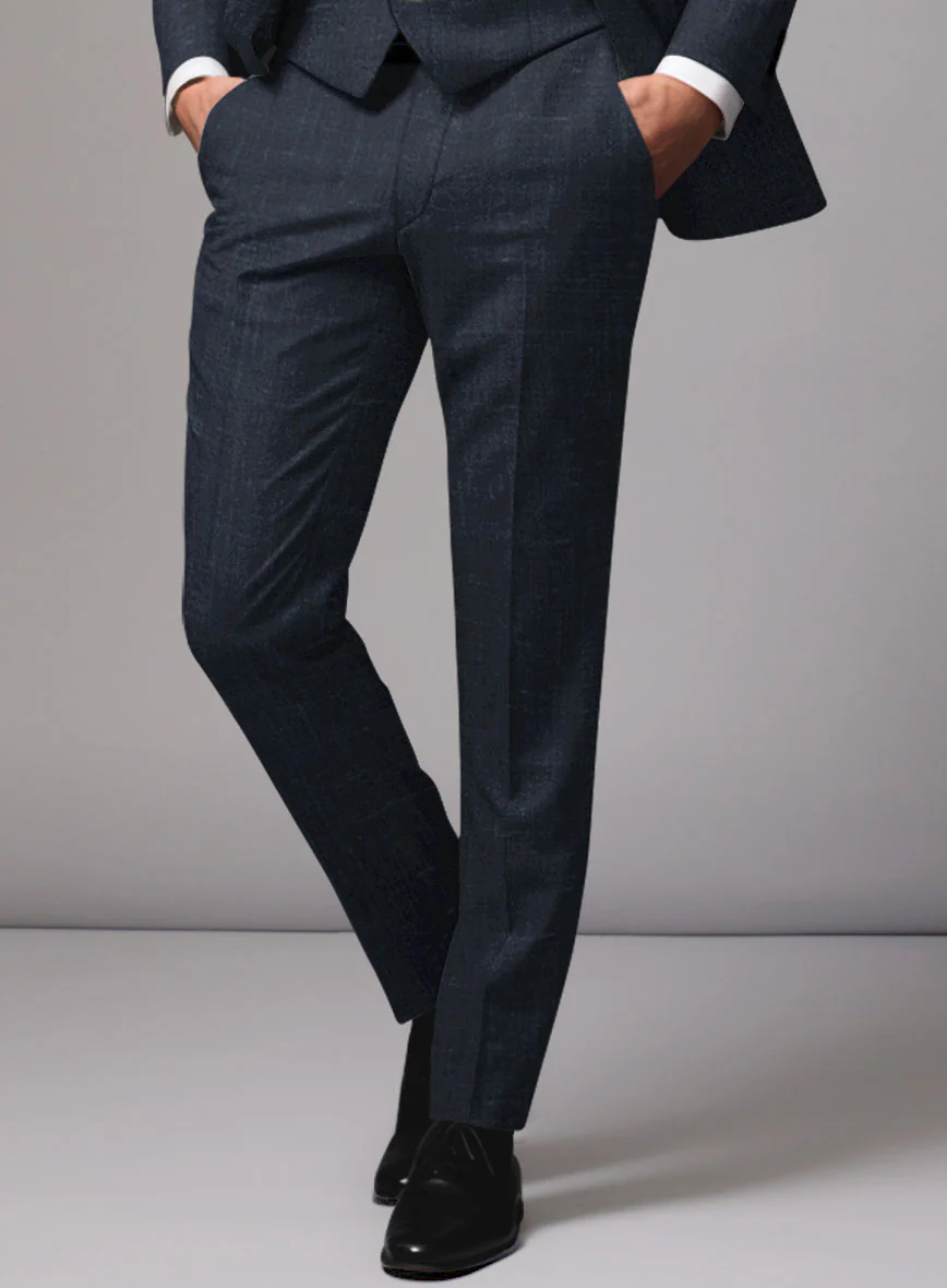 London Loom Blue Twill Wool Silk Linen Suit - Image 6