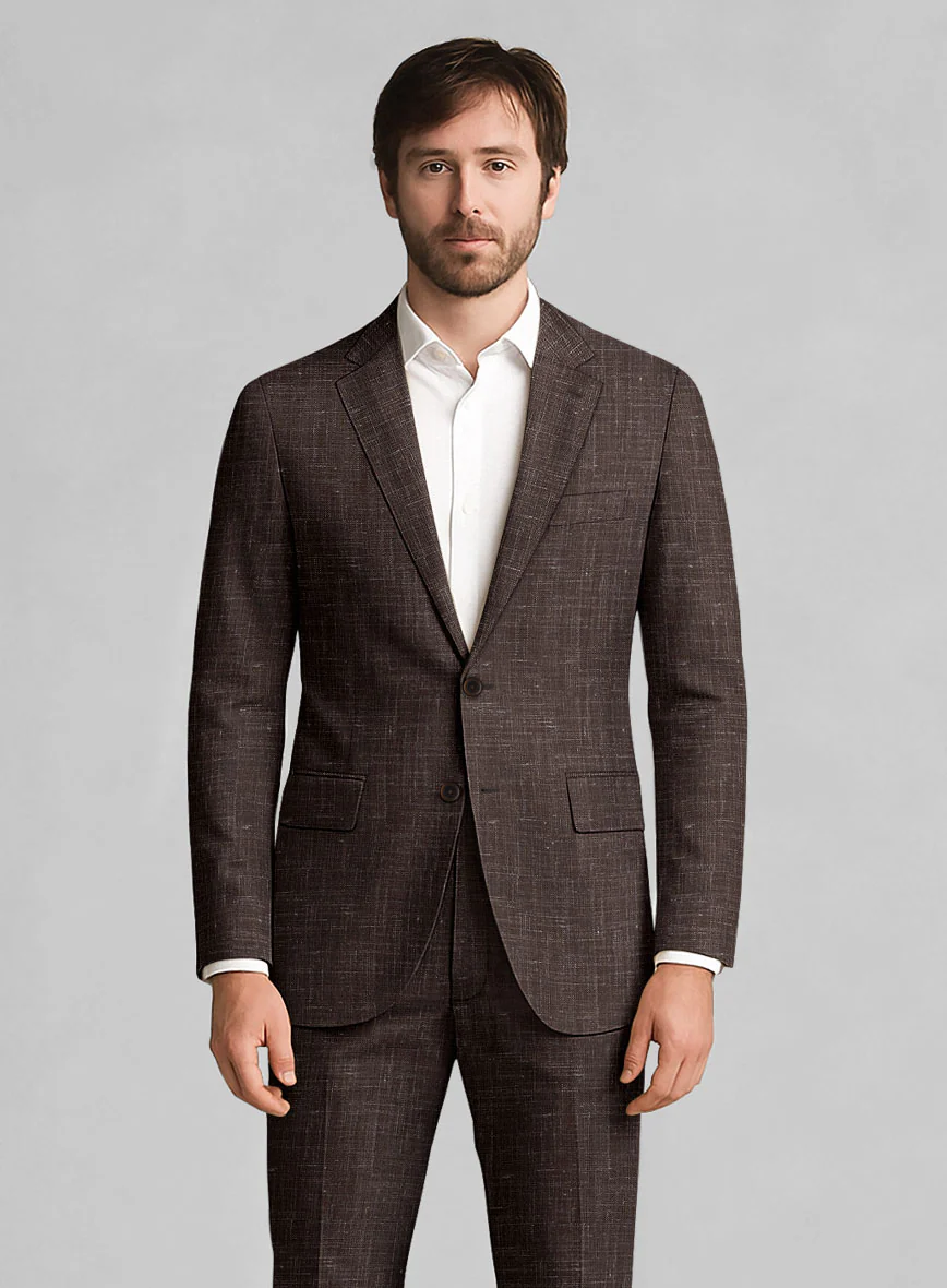 London Loom Brown Gionel Wool Linen Jacket - Image 2
