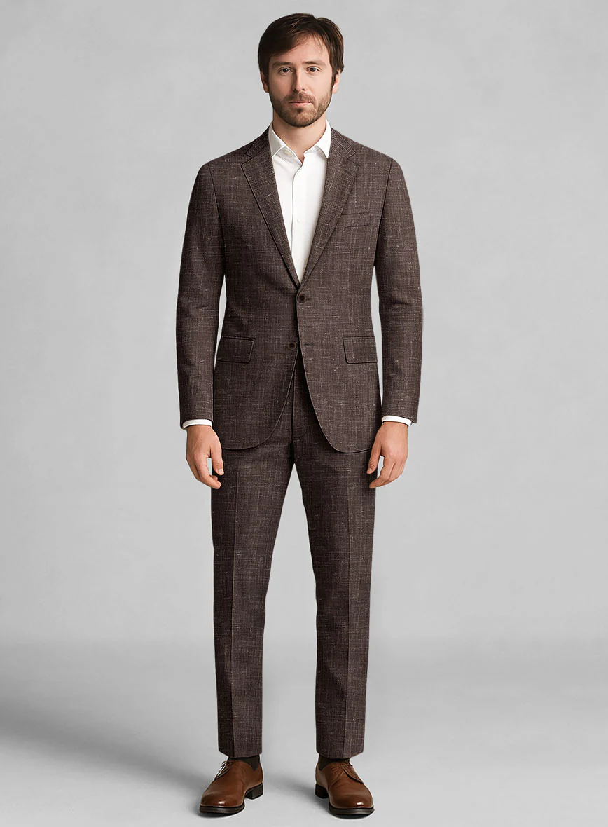 London Loom Brown Gionel Wool Linen Suit