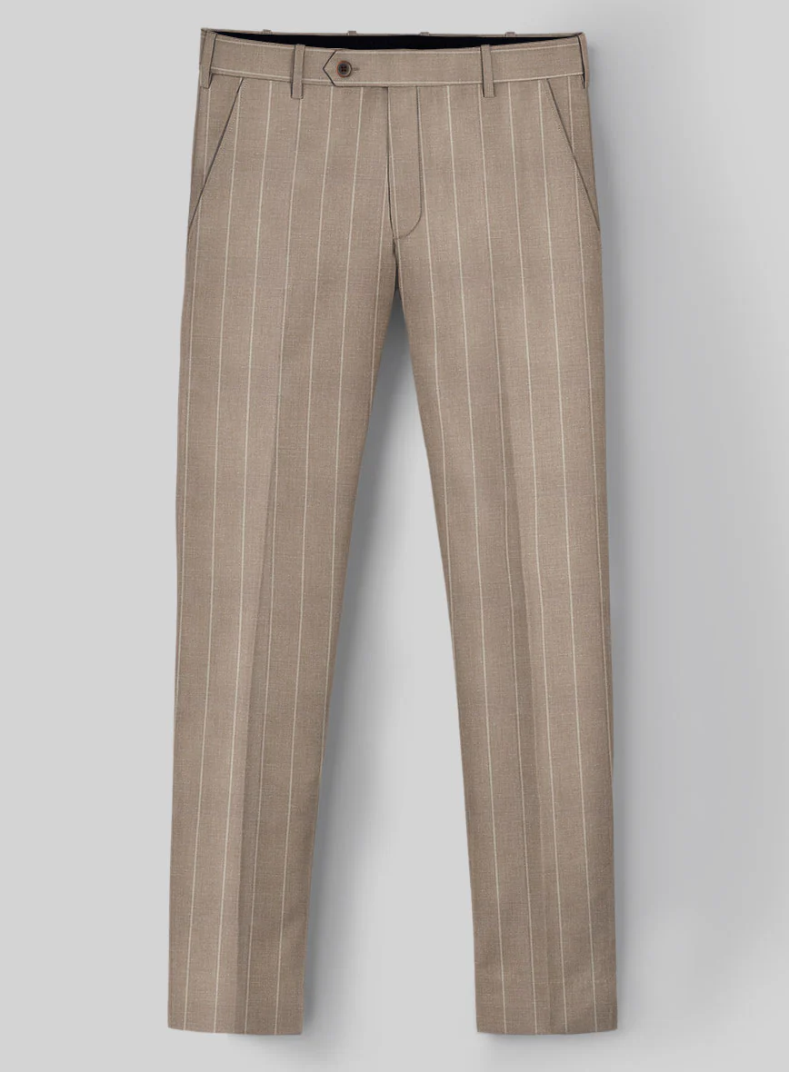 London Loom Brown Stripe Wool Silk Linen Pants