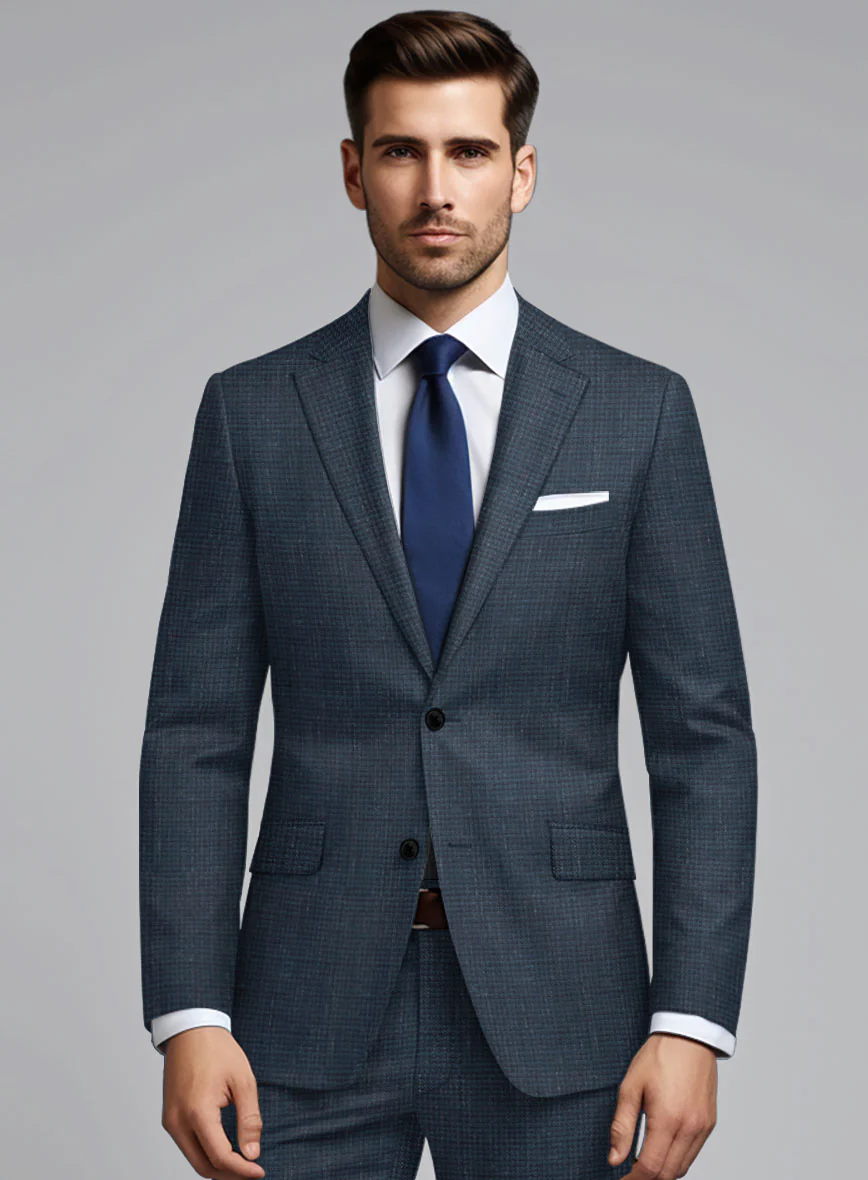 London Loom Dark Blue Abelardo Wool Silk Linen Jacket - Image 2