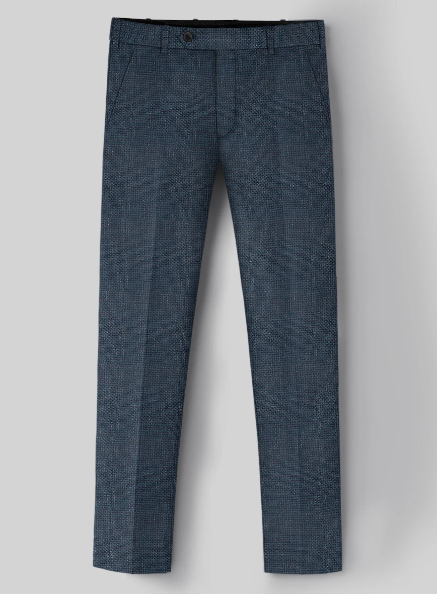 London Loom Dark Blue Abelardo Wool Silk Linen Pants