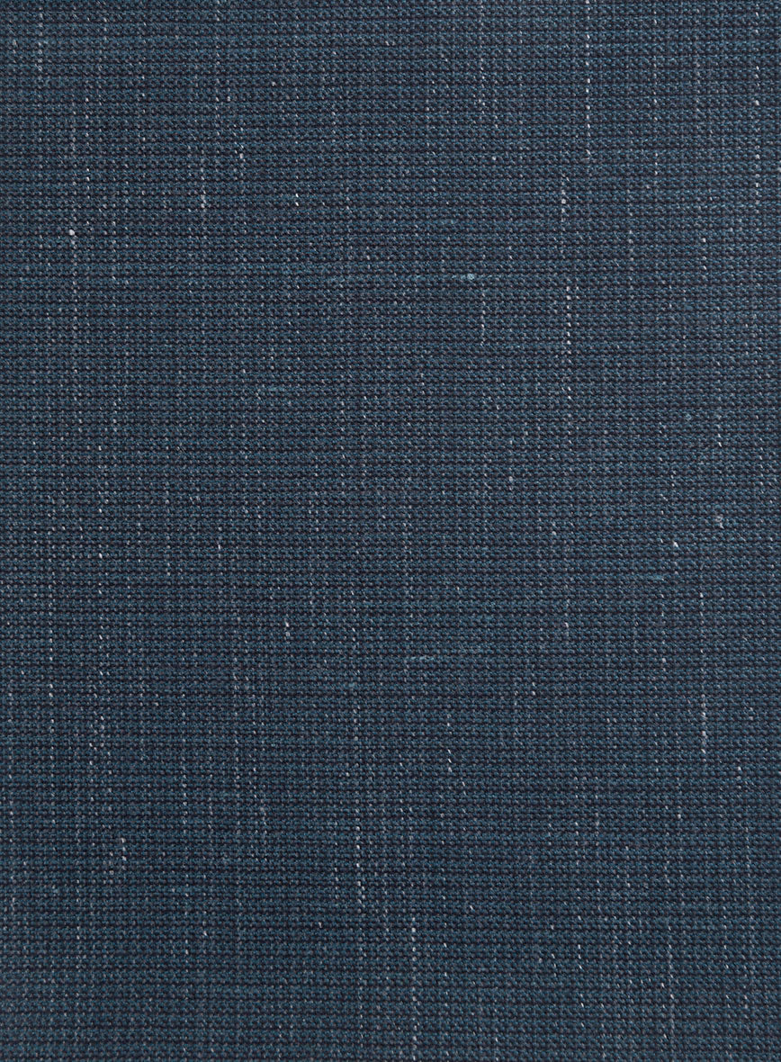 London Loom Dark Blue Abelardo Wool Silk Linen Suit - Image 8