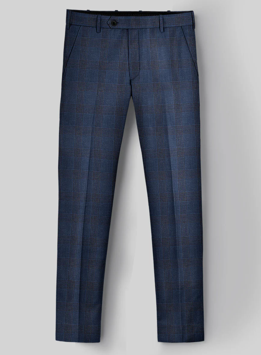 London Loom Dark Blue Check Wool Silk Linen Suit - Image 6