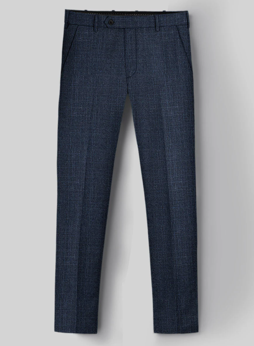 London Loom Dark Blue Eufemia Wool Silk Linen Pants