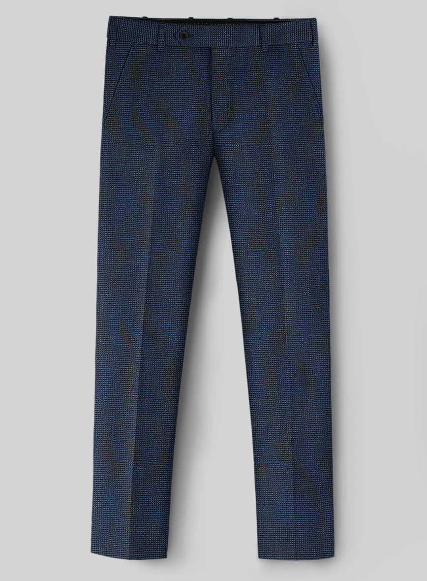 London Loom Dark Blue Nailhead Wool Silk Linen Pants