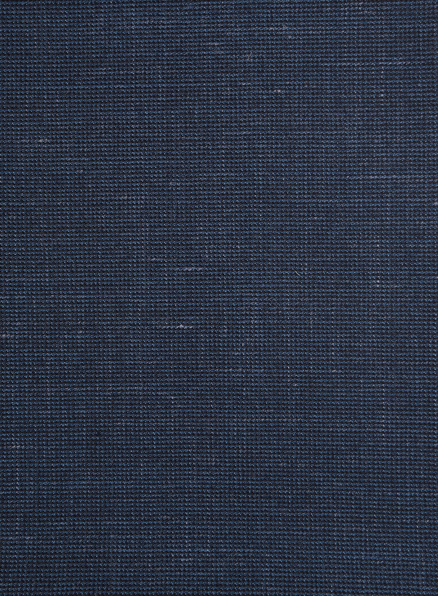 London Loom Dark Blue Nailhead Wool Silk Linen Suit - Image 8