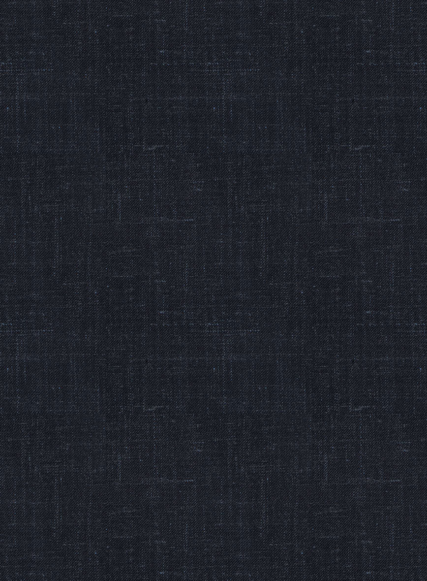London Loom Dark Blue Twill Wool Silk Linen Jacket - Image 4