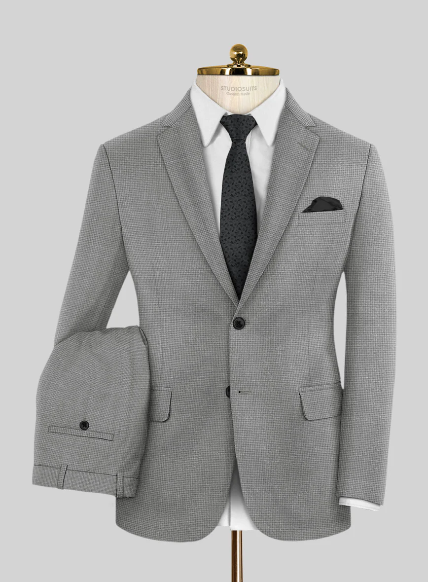 London Loom Gray Abelardo Wool Silk Linen Suit - Image 2