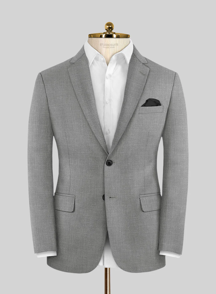 London Loom Gray Abelardo Wool Silk Linen Suit - Image 4
