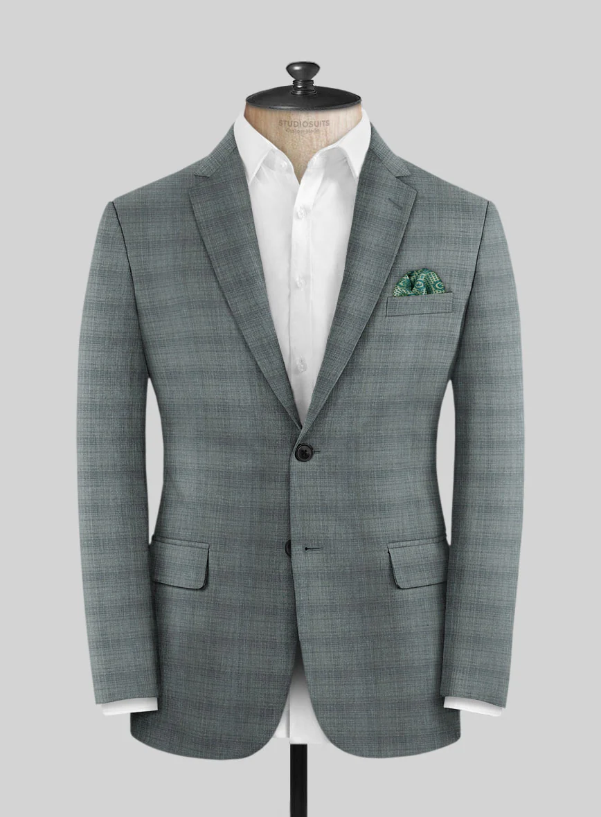 London Loom Gray Blue Bruna Wool Silk Linen Suit - Image 4