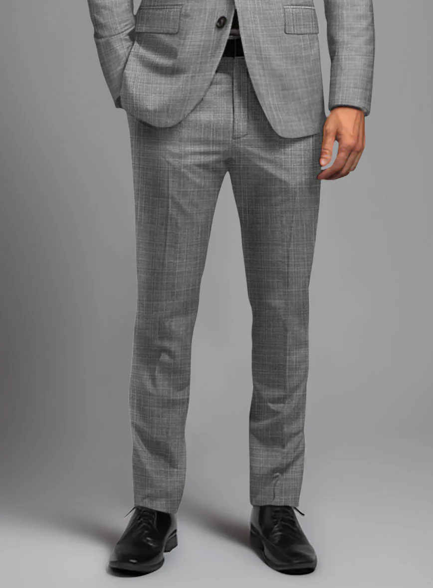 London Loom Gray Eufemia Wool Silk Linen Pants - Image 2