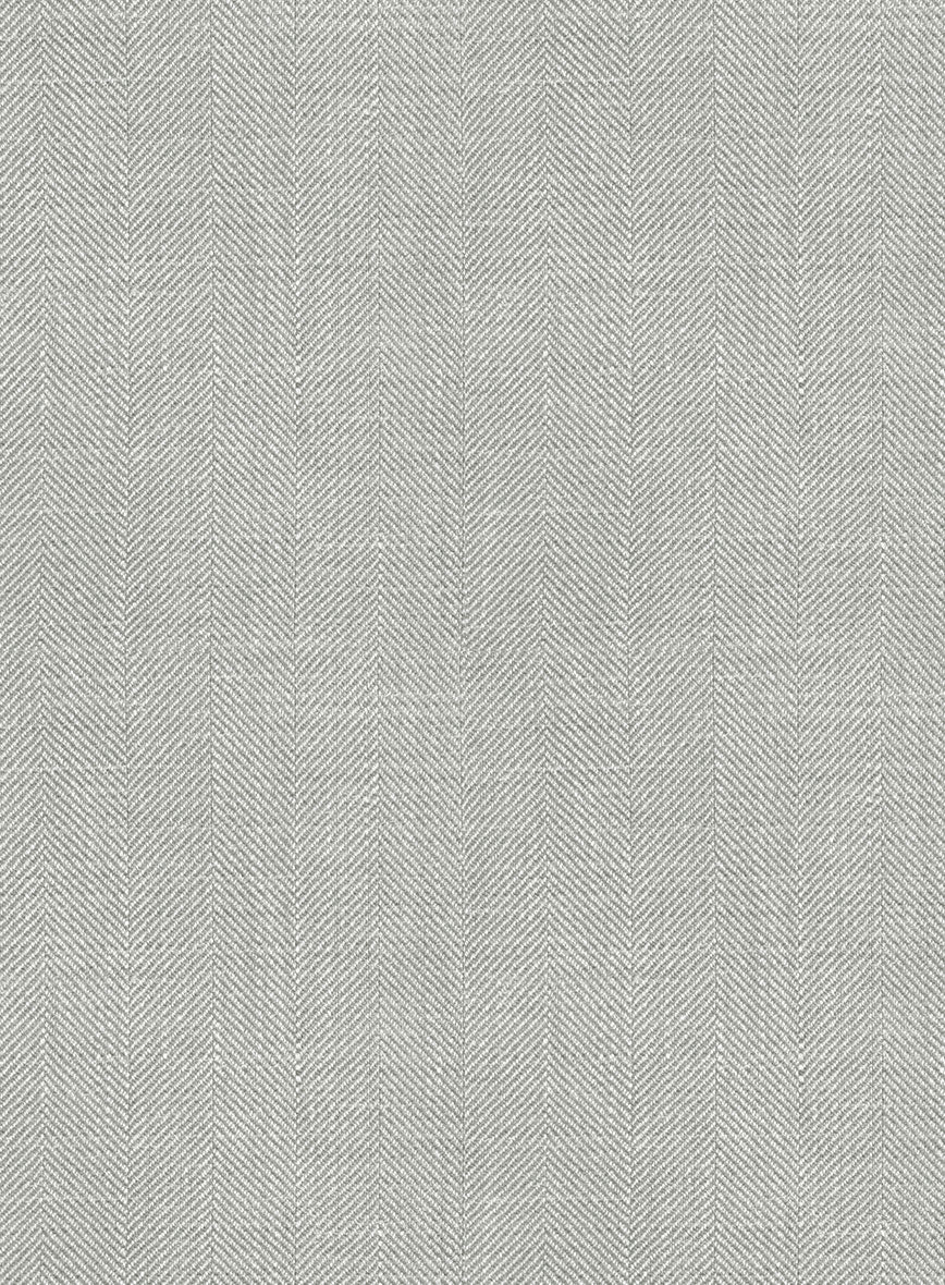 London Loom Gray Herringbone Wool Silk Linen Jacket - Image 5