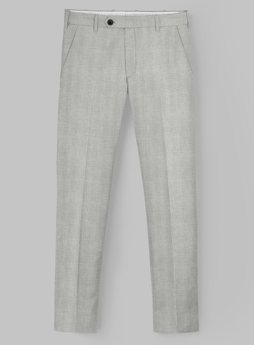 London Loom Gray Herringbone Wool Silk Linen Pants