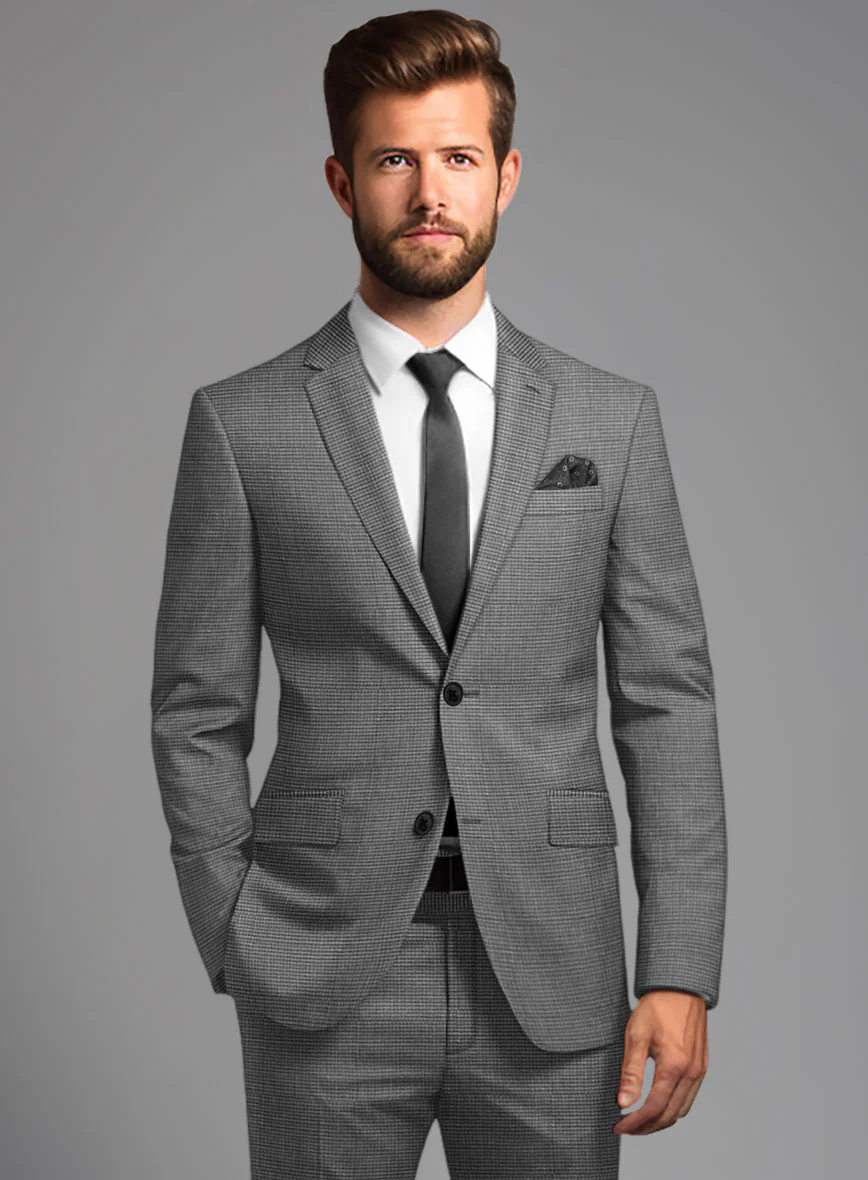 London Loom Gray Nailhead Wool Silk Linen Jacket - Image 2