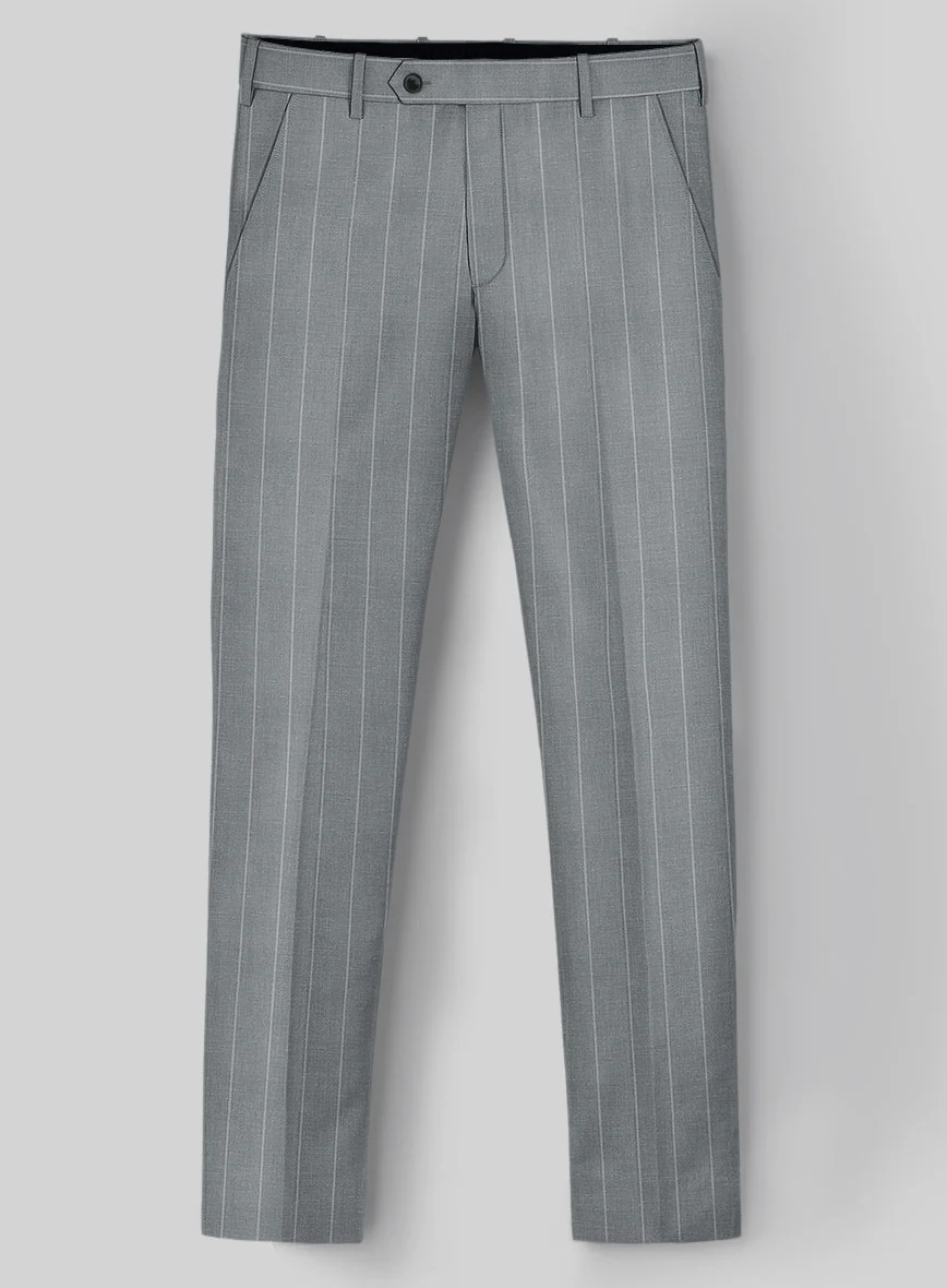 London Loom Gray Stripe Wool Silk Linen Suit - Image 5