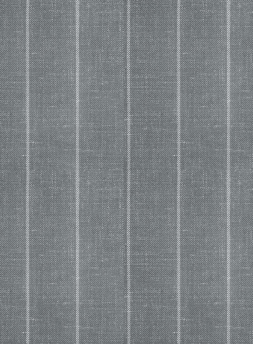 London Loom Gray Stripe Wool Silk Linen Suit - Image 7