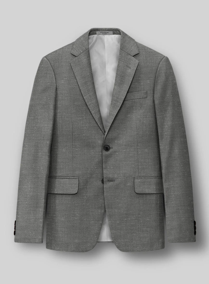 London Loom Gray Twill Wool Silk Linen Jacket