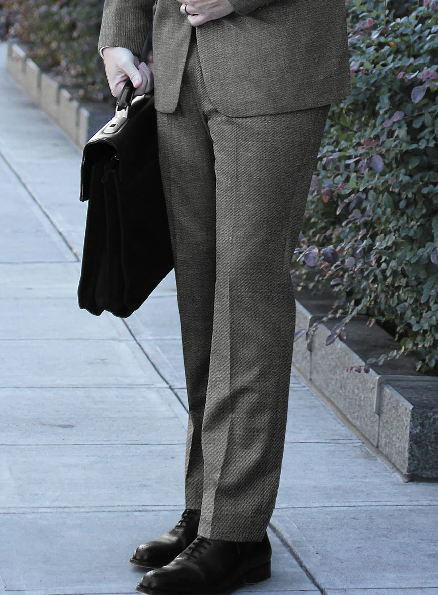 London Loom Gray Twill Wool Silk Linen Pants - Image 2
