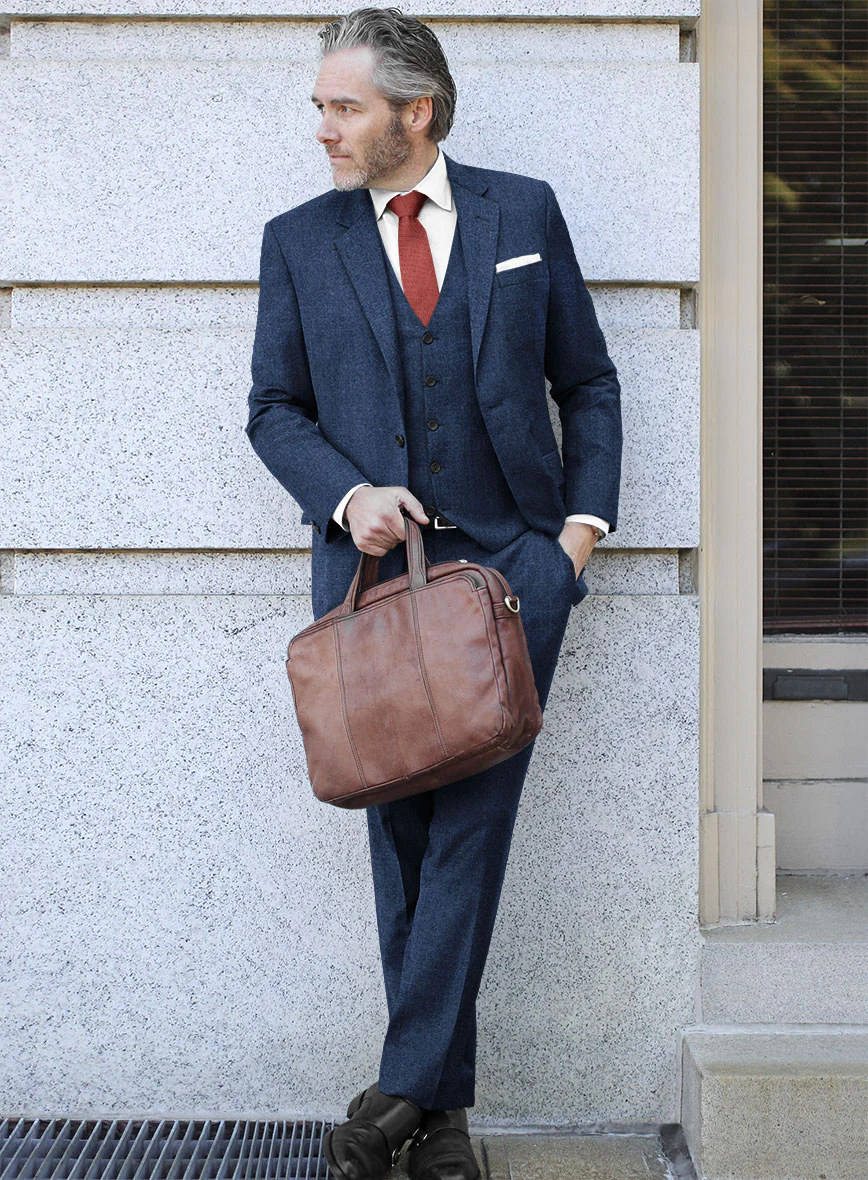 London Loom Indigo Blue Eufemia Wool Silk Linen Suit