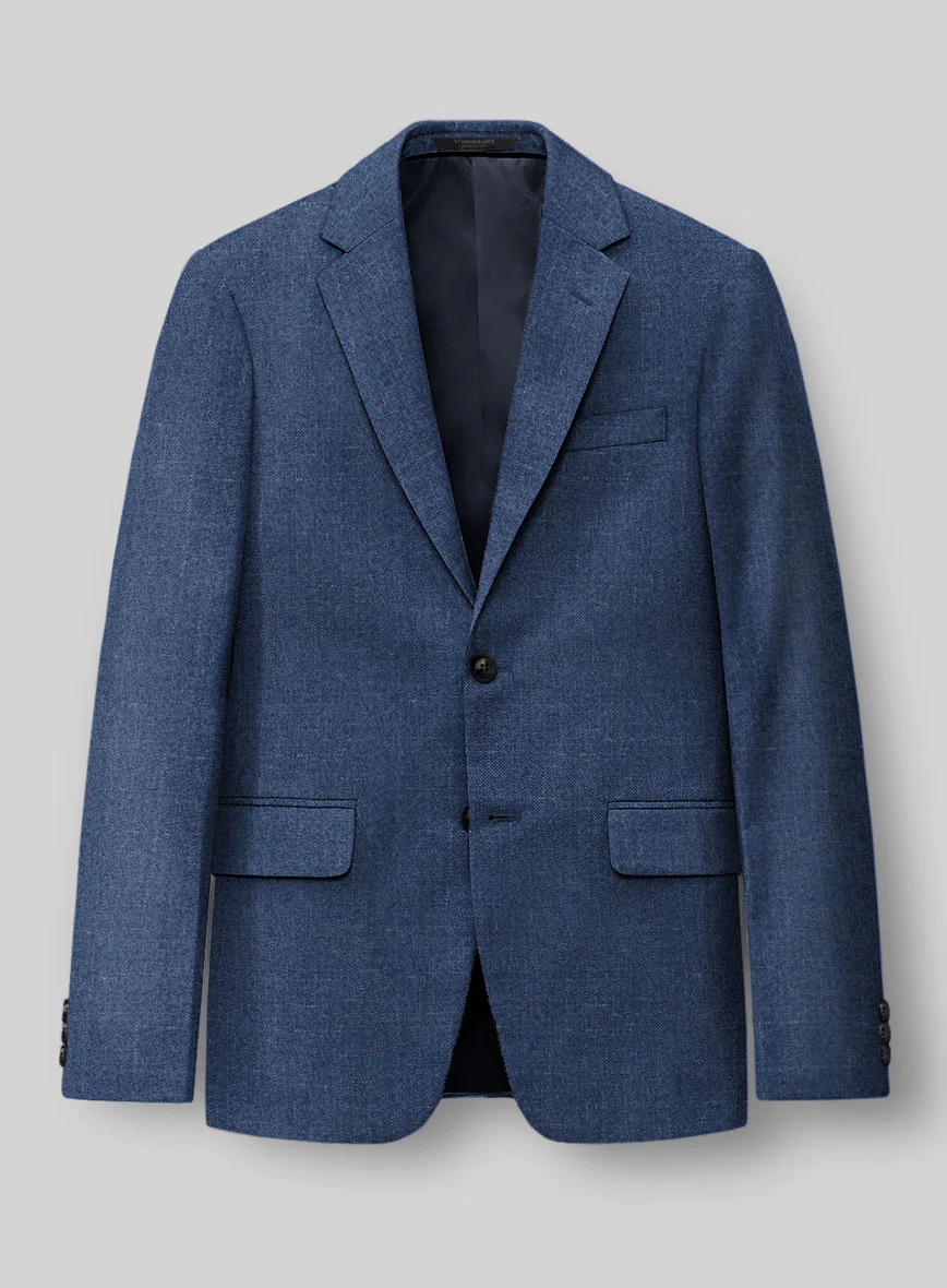 London Loom Indigo Blue Eufemia Wool Silk Linen Suit - Image 4