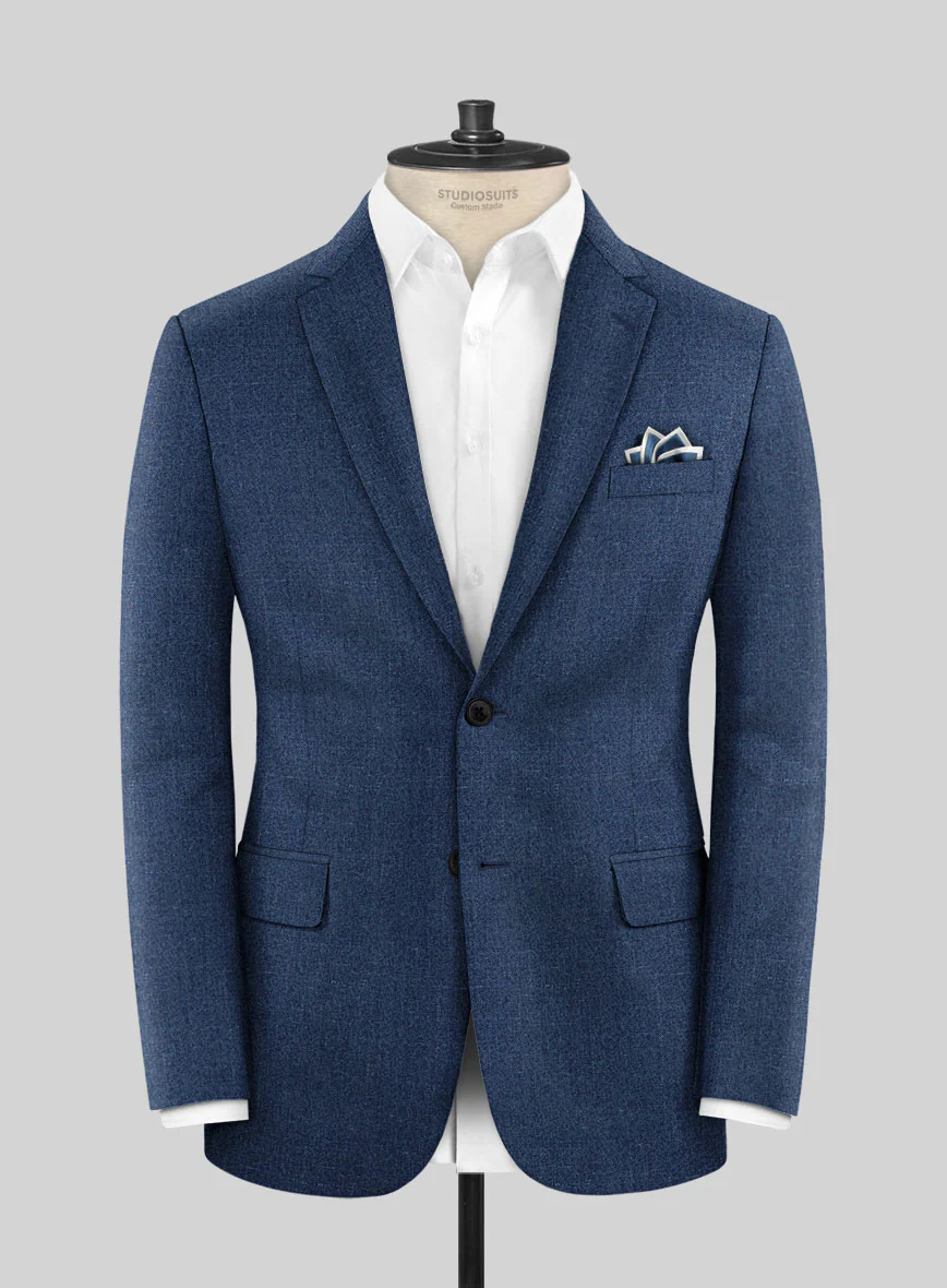 London Loom Indigo Blue Eufemia Wool Silk Linen Suit - Image 5