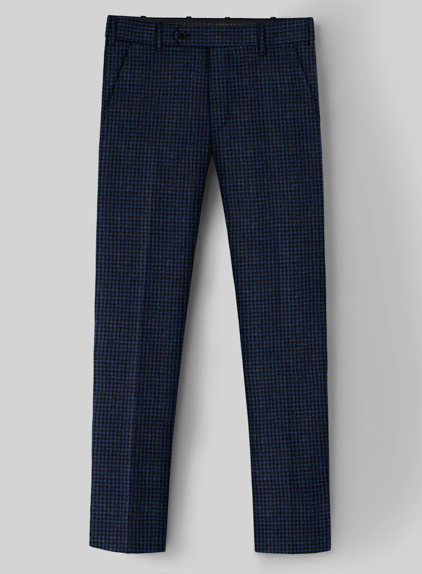 London Loom Marine Houndstooth Wool Silk Linen Pants - Image 2