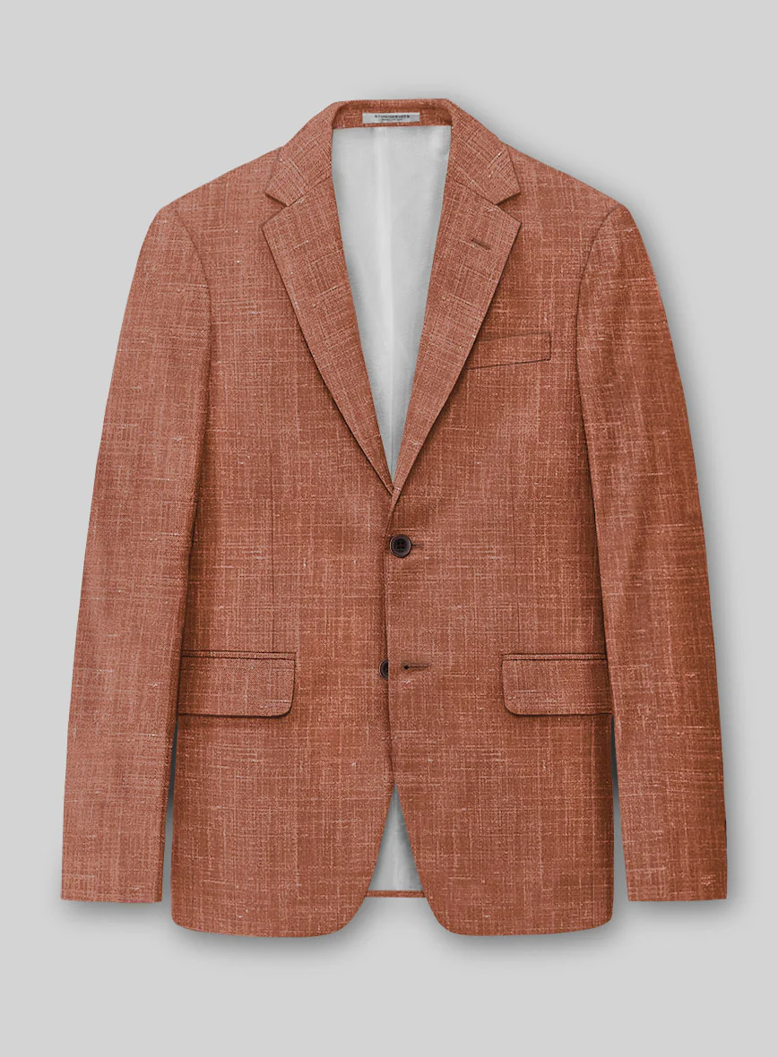 London Loom Orange Rust Travin Wool Linen Suit - Image 2