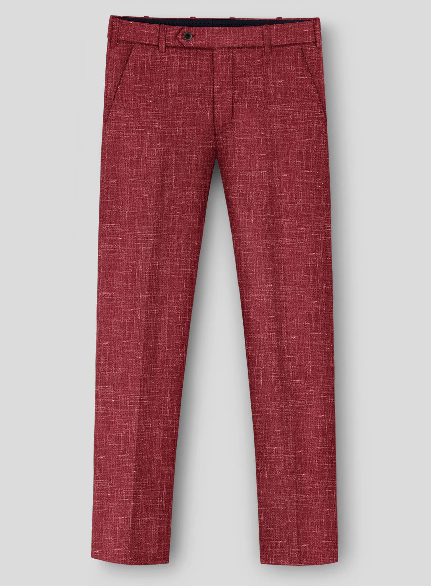 London Loom Red Enravo Wool Linen Pants - Image 2