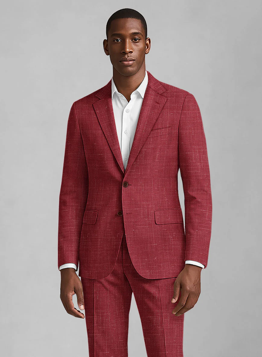London Loom Red Enravo Wool Linen Suit - Image 2