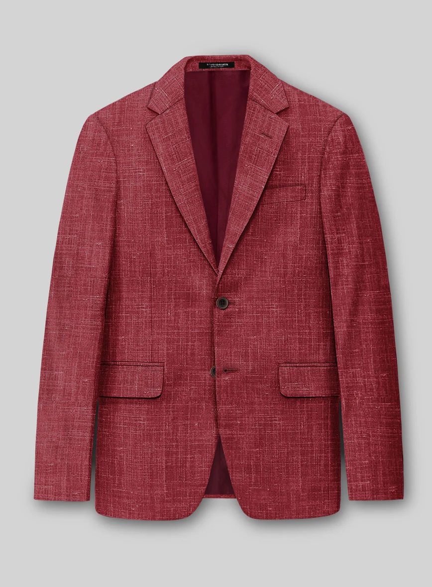 London Loom Red Enravo Wool Linen Suit - Image 4