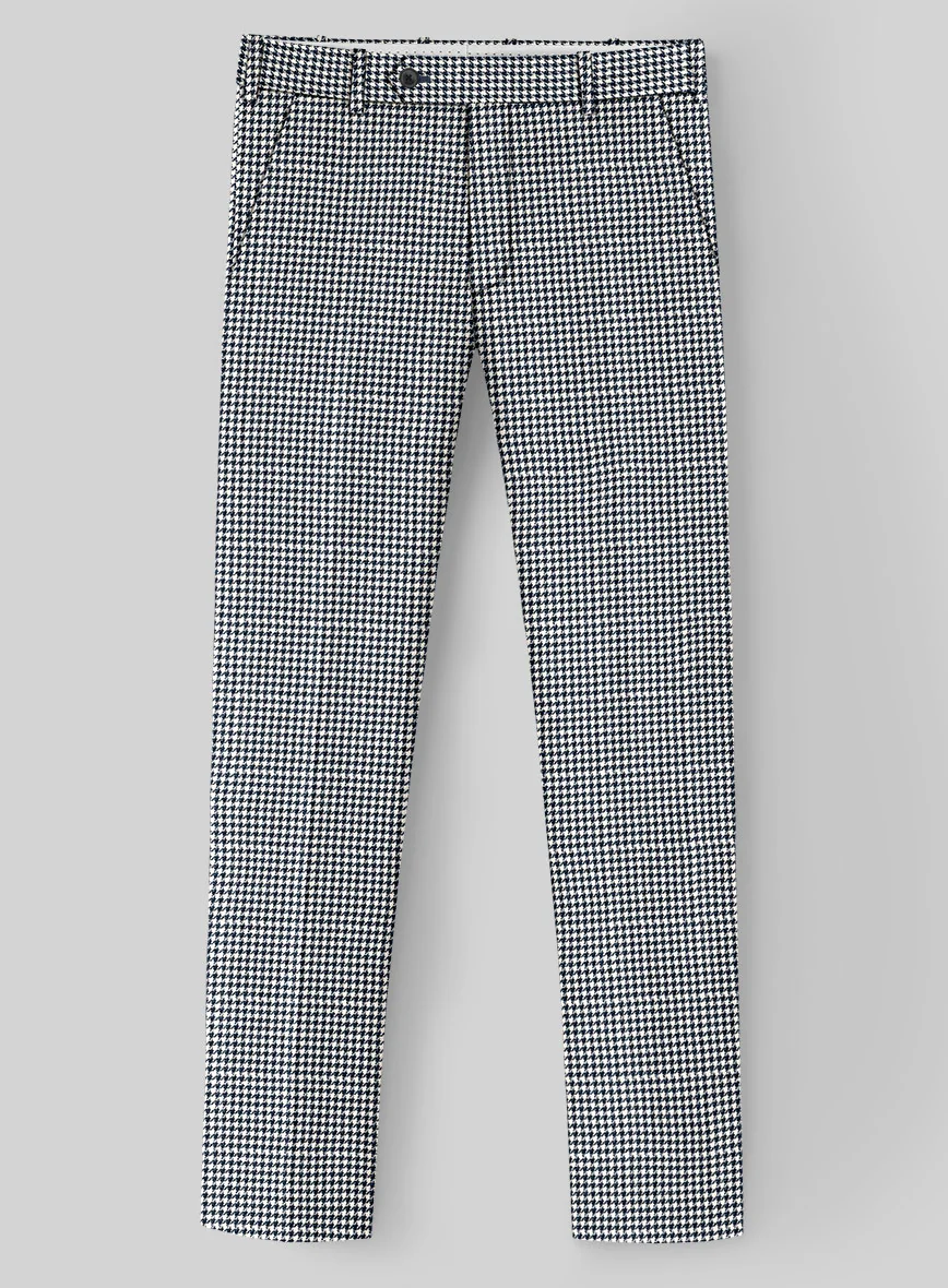 London Loom Steel Blue Houndstooth Wool Silk Linen Suit - Image 4