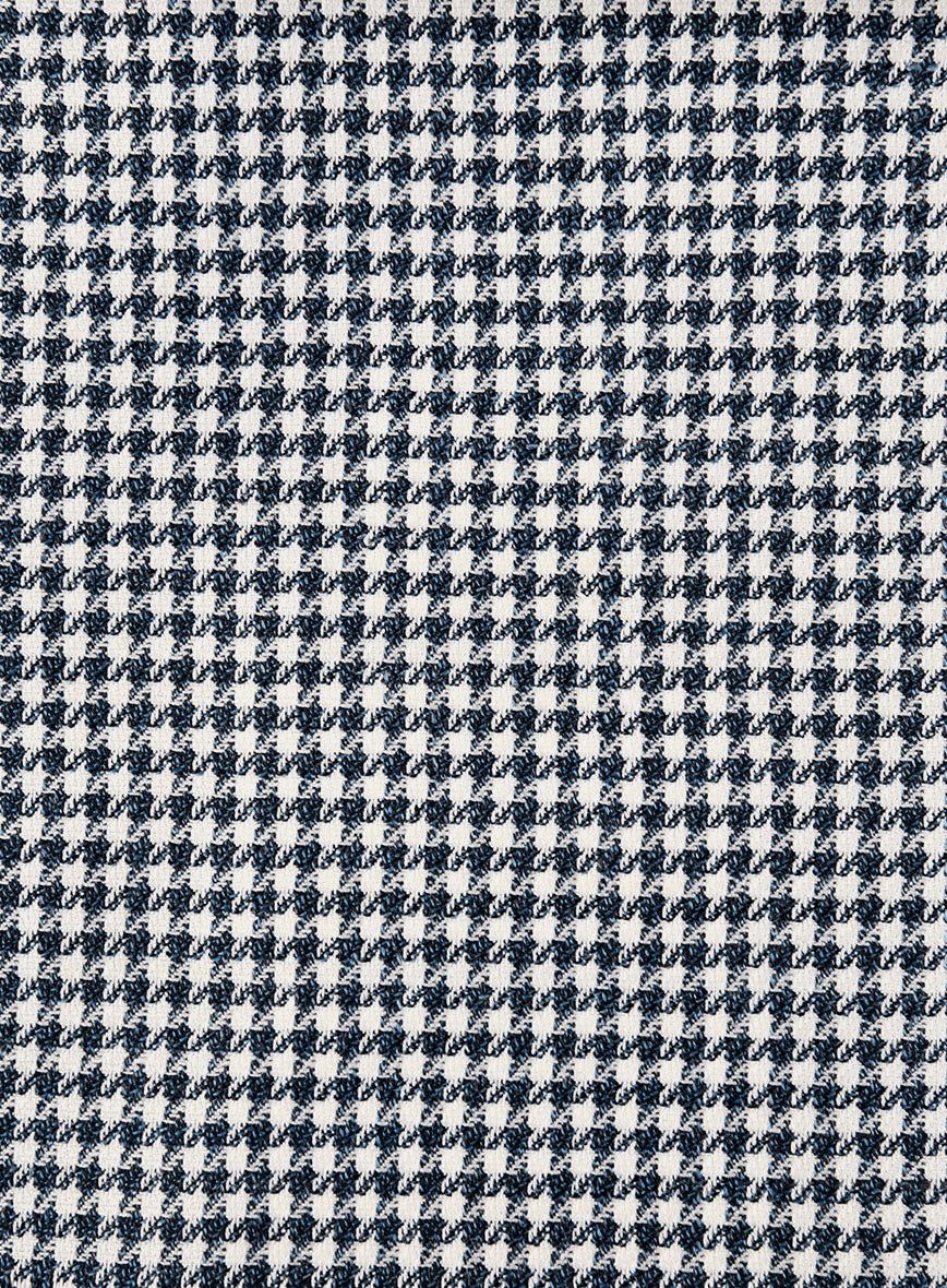 London Loom Steel Blue Houndstooth Wool Silk Linen Suit - Image 6