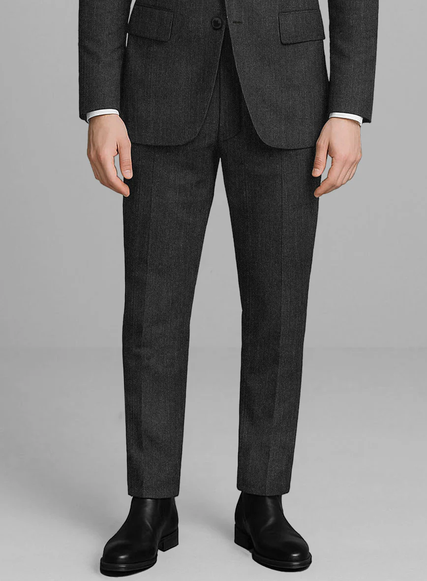 London Loom Taviano Herringbone Wool Pants - Image 2