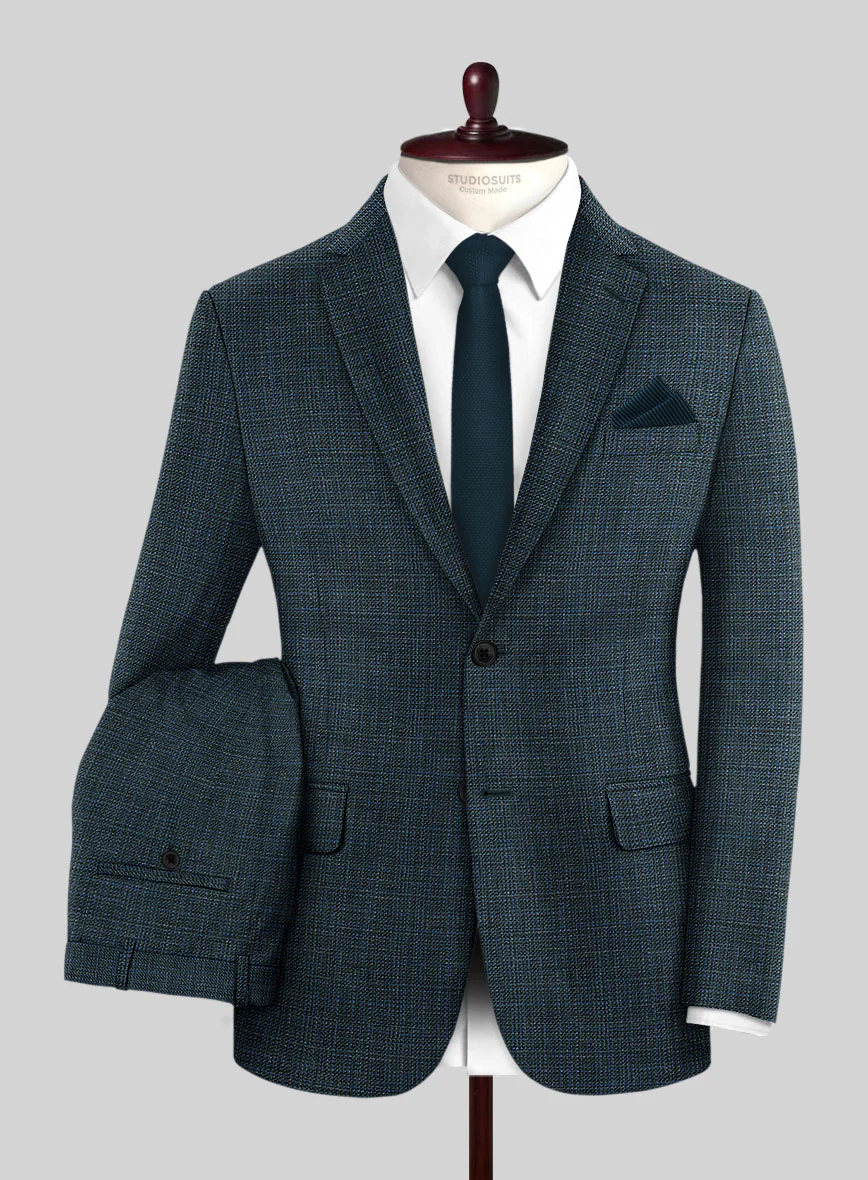 London Loom Teal Blue Ilaria Wool Silk Linen Suit - Image 2
