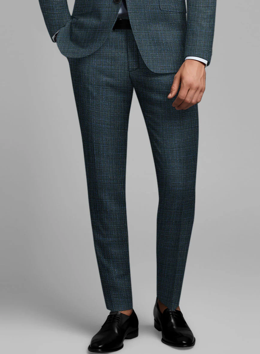 London Loom Teal Blue Ilaria Wool Silk Linen Suit - Image 6