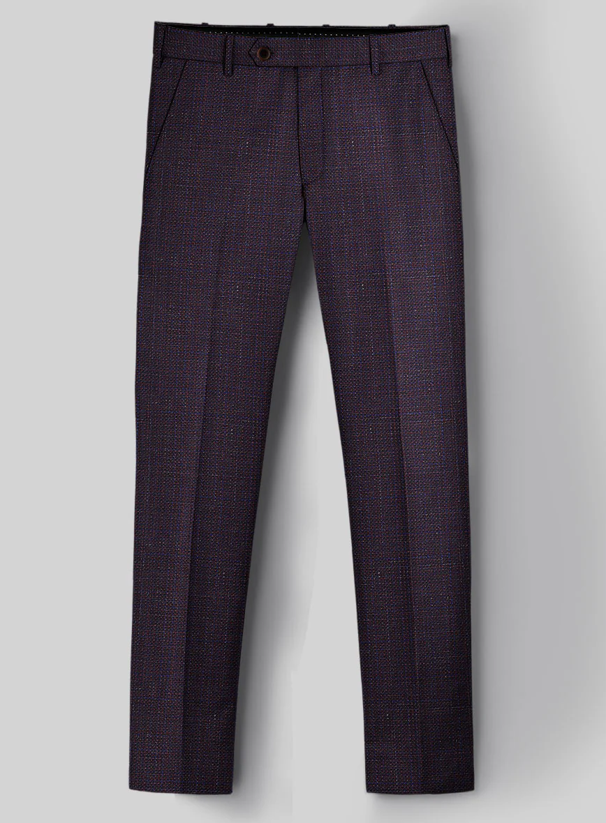 London Loom Wine Ilaria Wool Silk Linen Pants