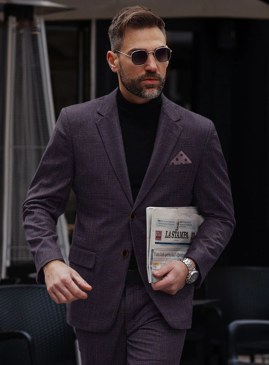 London Loom Wine Ilaria Wool Silk Linen Suit - Image 3