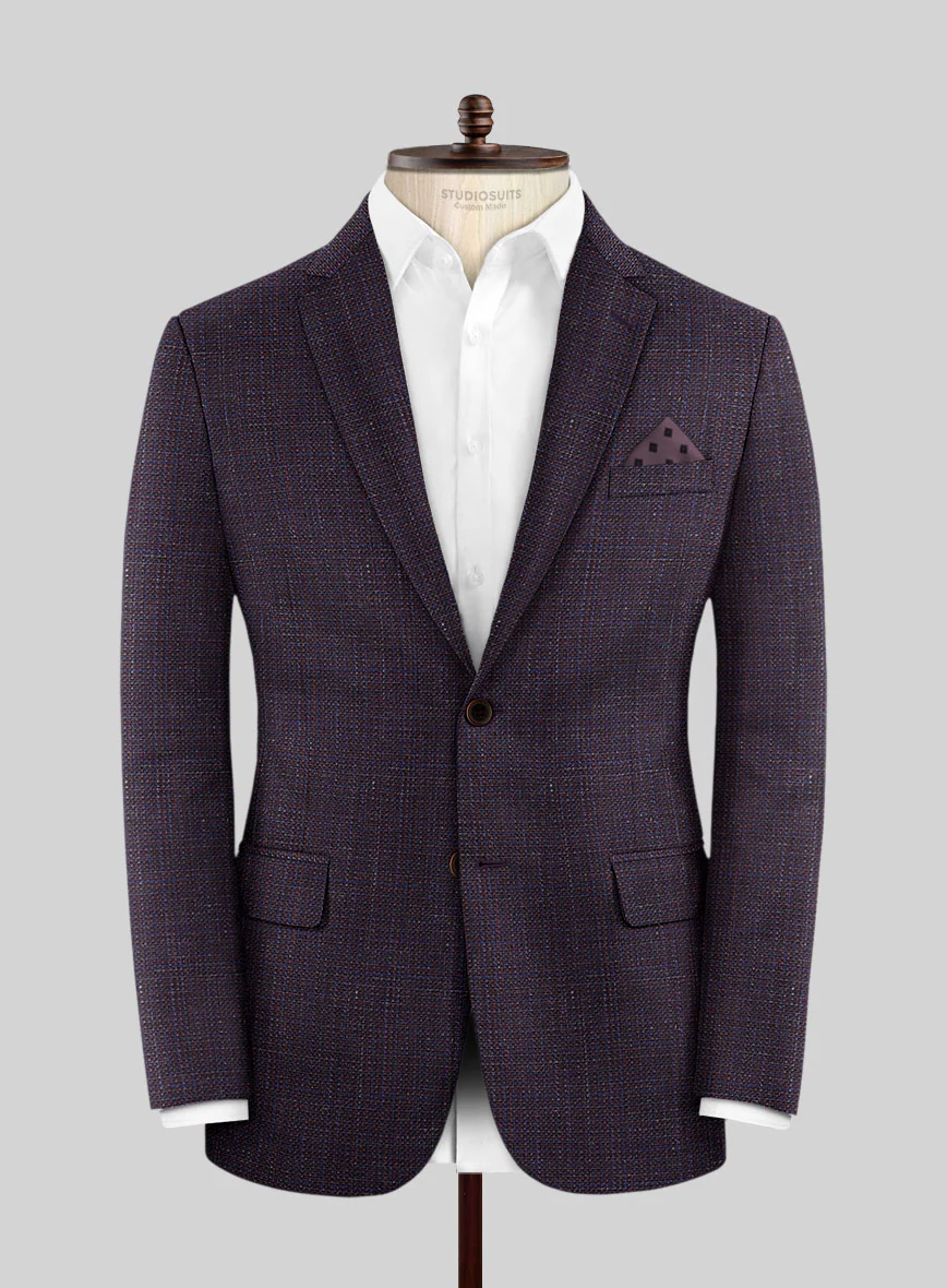 London Loom Wine Ilaria Wool Silk Linen Suit - Image 4