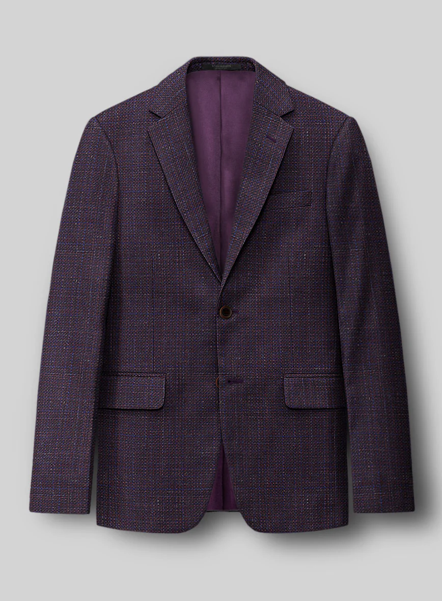 London Loom Wine Ilaria Wool Silk Linen Suit - Image 5
