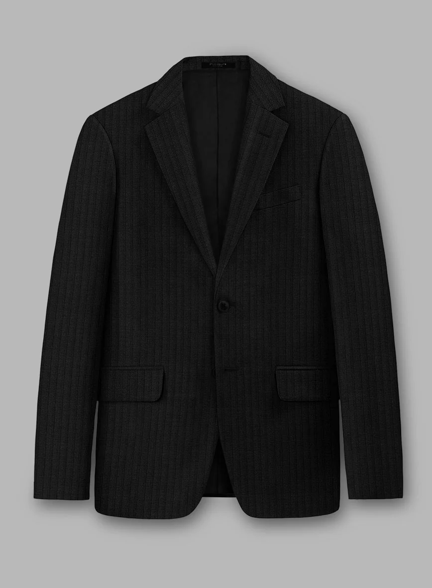 Loro Piana Zelander Black Self Stripe Wool Jacket
