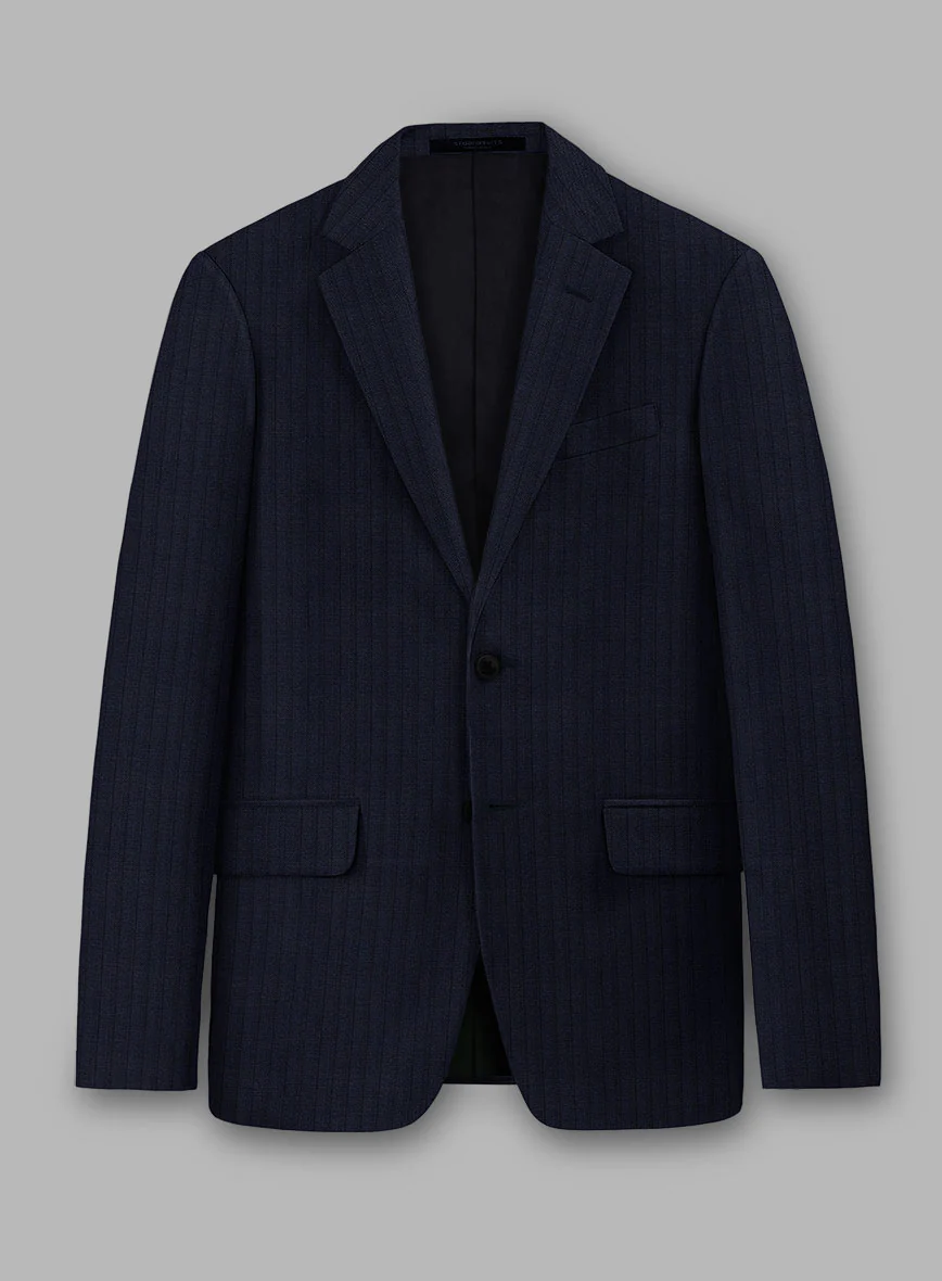 Loro Piana Zelander Blue Self Stripe Wool Jacket