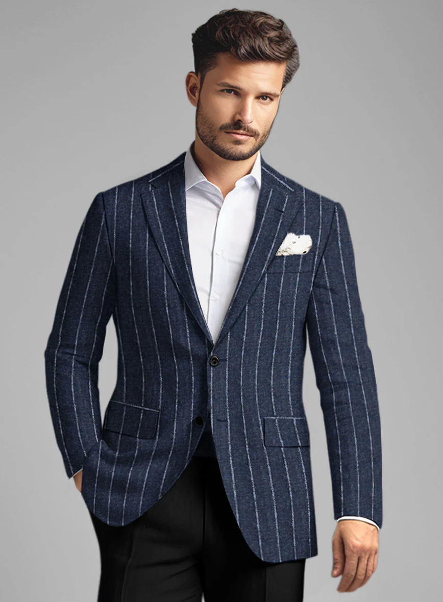 Maestro Lumel Silver Stripe Linen Wool Silk Jacket - Image 2