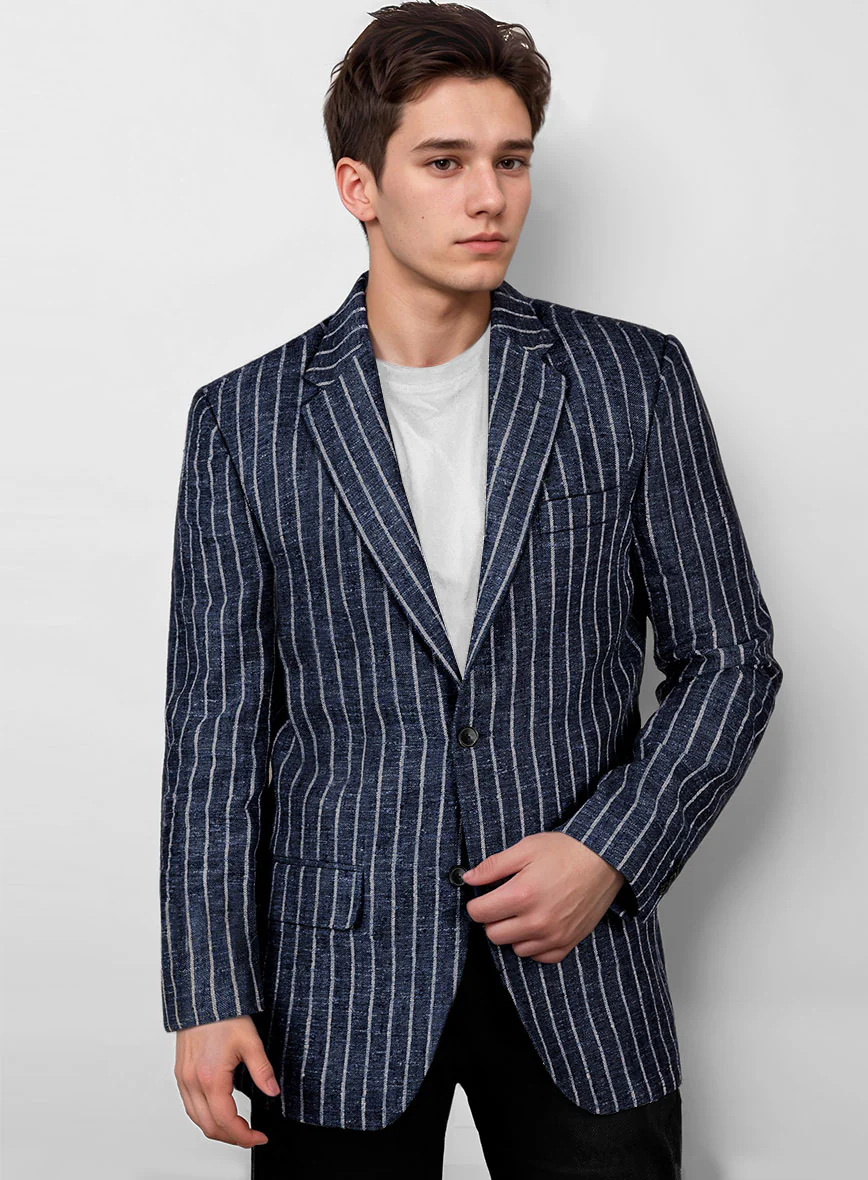 Maestro Volis Stripe Linen Wool Silk Jacket - Image 2