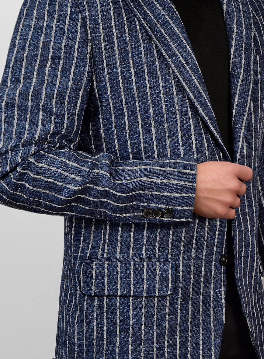 Maestro Volis Stripe Linen Wool Silk Jacket - Image 3